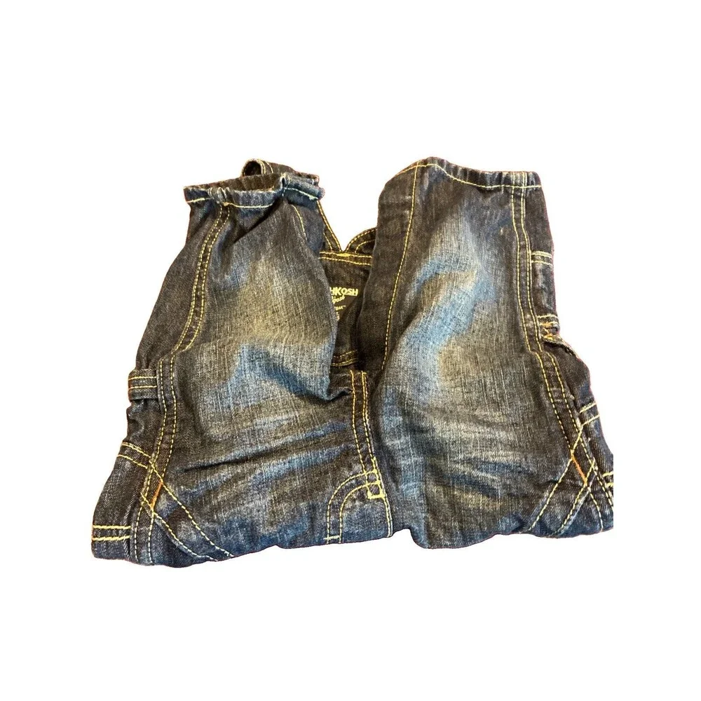 OshKosh Bgosh Baby Overalls 3-6M Blue Denim Est 1895 Vestbak Bibs